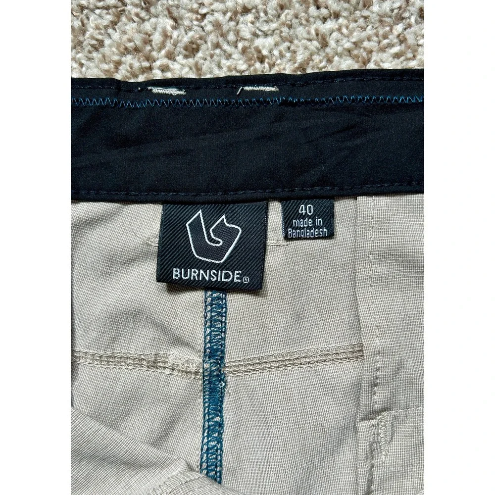 Burnside Mens Khaki Hybrid Performance Shorts I Size 40 I Stretch Heathered‎